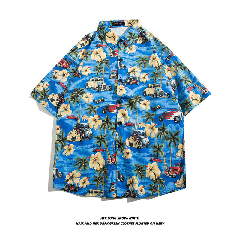 Hawaiian Ice Silk Short Sleeve Shirt Men