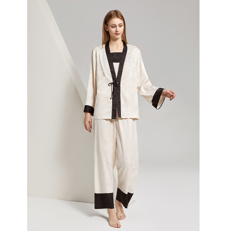 Women's Beige Cool Ice Silk Pajamas