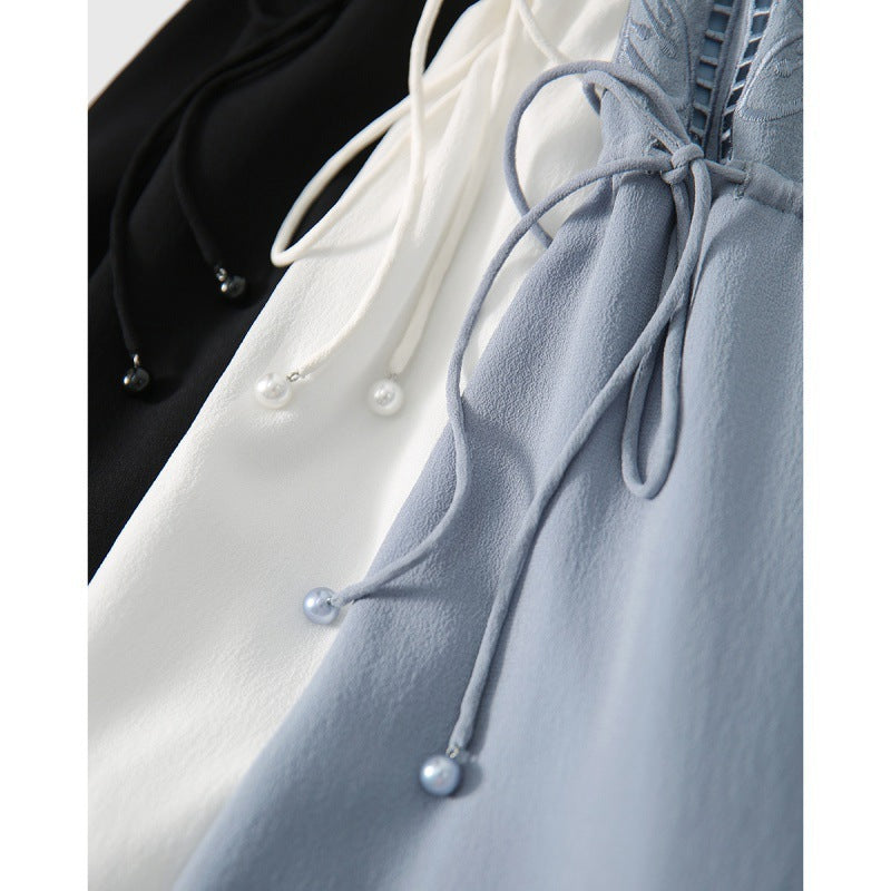 Embroidered Light And Elegant Imitation Mulberry Silk Dress Ladies