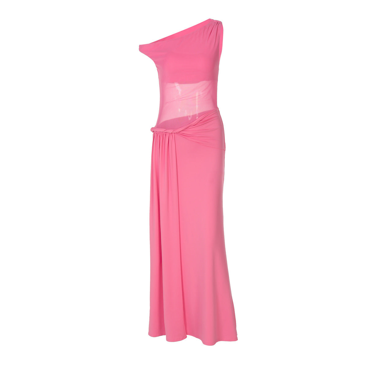 Elysian Curve Mesh One-Shoulder Dress