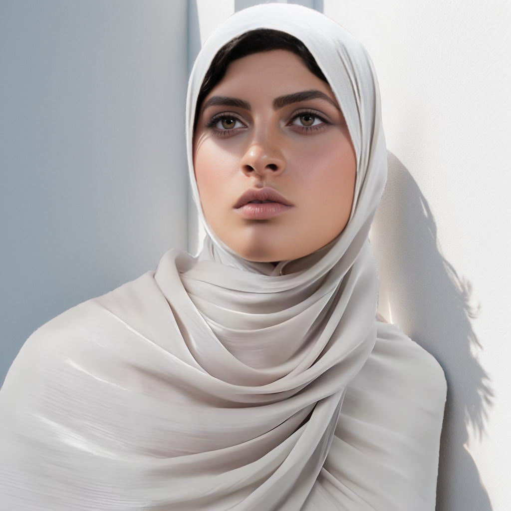 Breathable Bright Silk Chiffon Island Wrinkle Scarf Solid Color