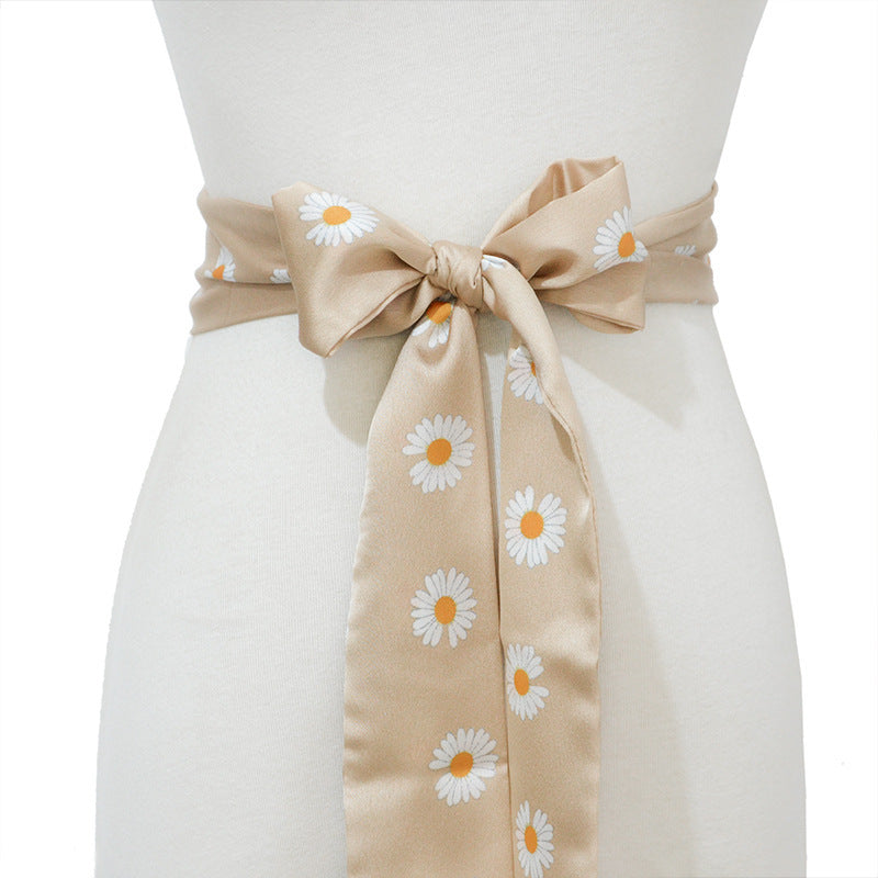 Women's Silk Little Daisy Lace Bow Decoration Silk Belt