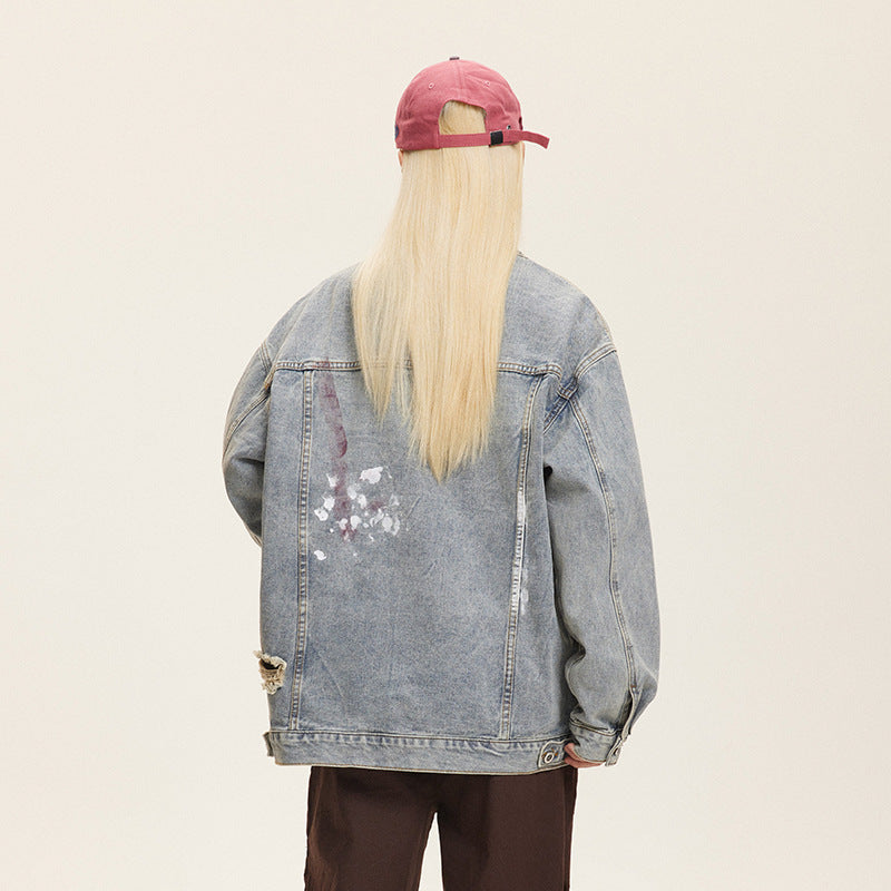 UrbanGraff Ripped Denim Jacket