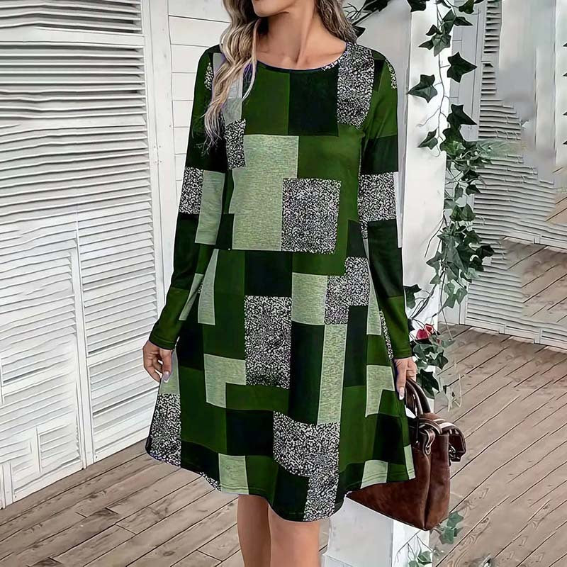 Veridia Print Long Sleeve Dress