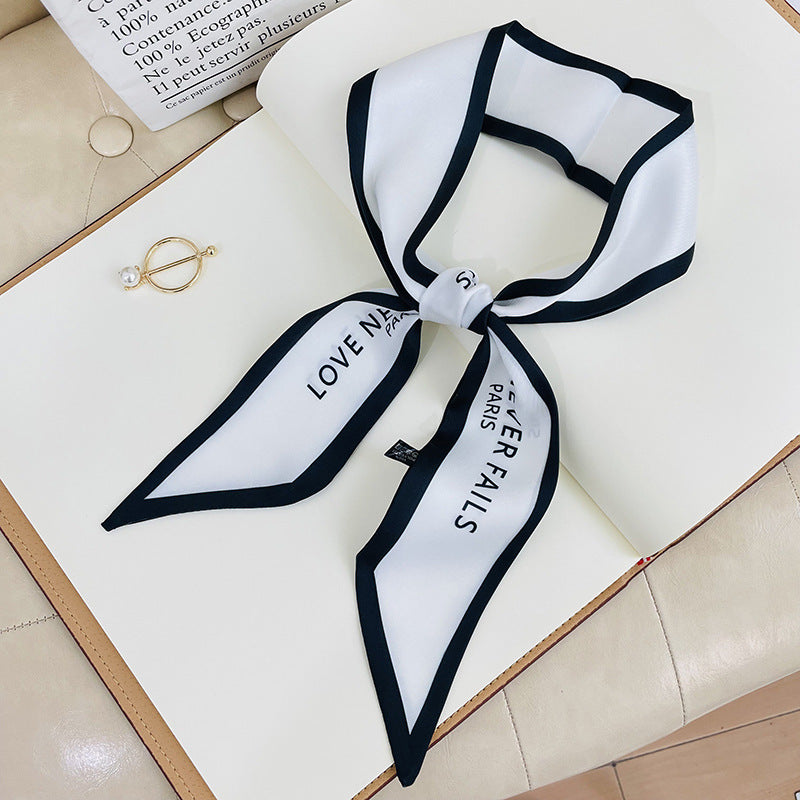 Double-sided Small Streamer Women Long Silk Scarf