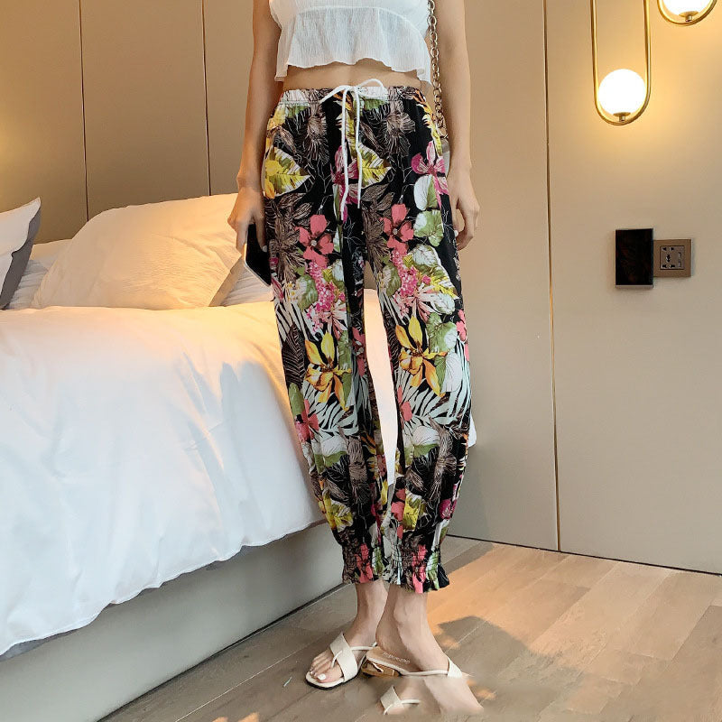 Icy Silk Loose Drawstring High Waist Bloomers