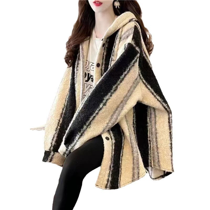 Seoul Stride Striped Woolen Coat