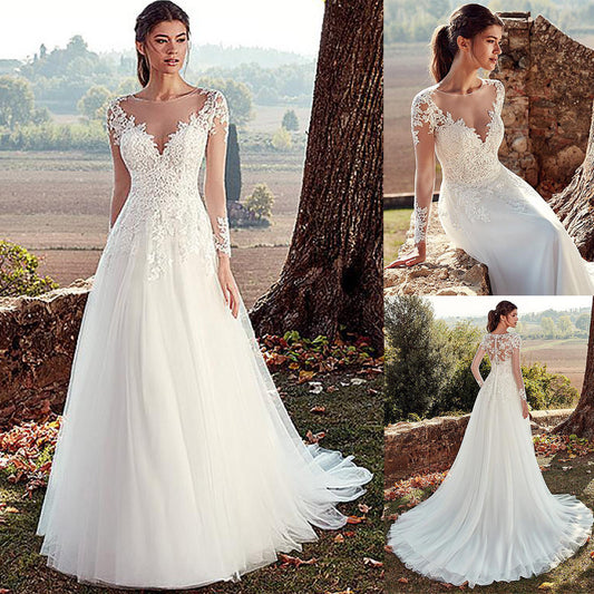 Serene Grace – Lace A-Line Cathedral Gown