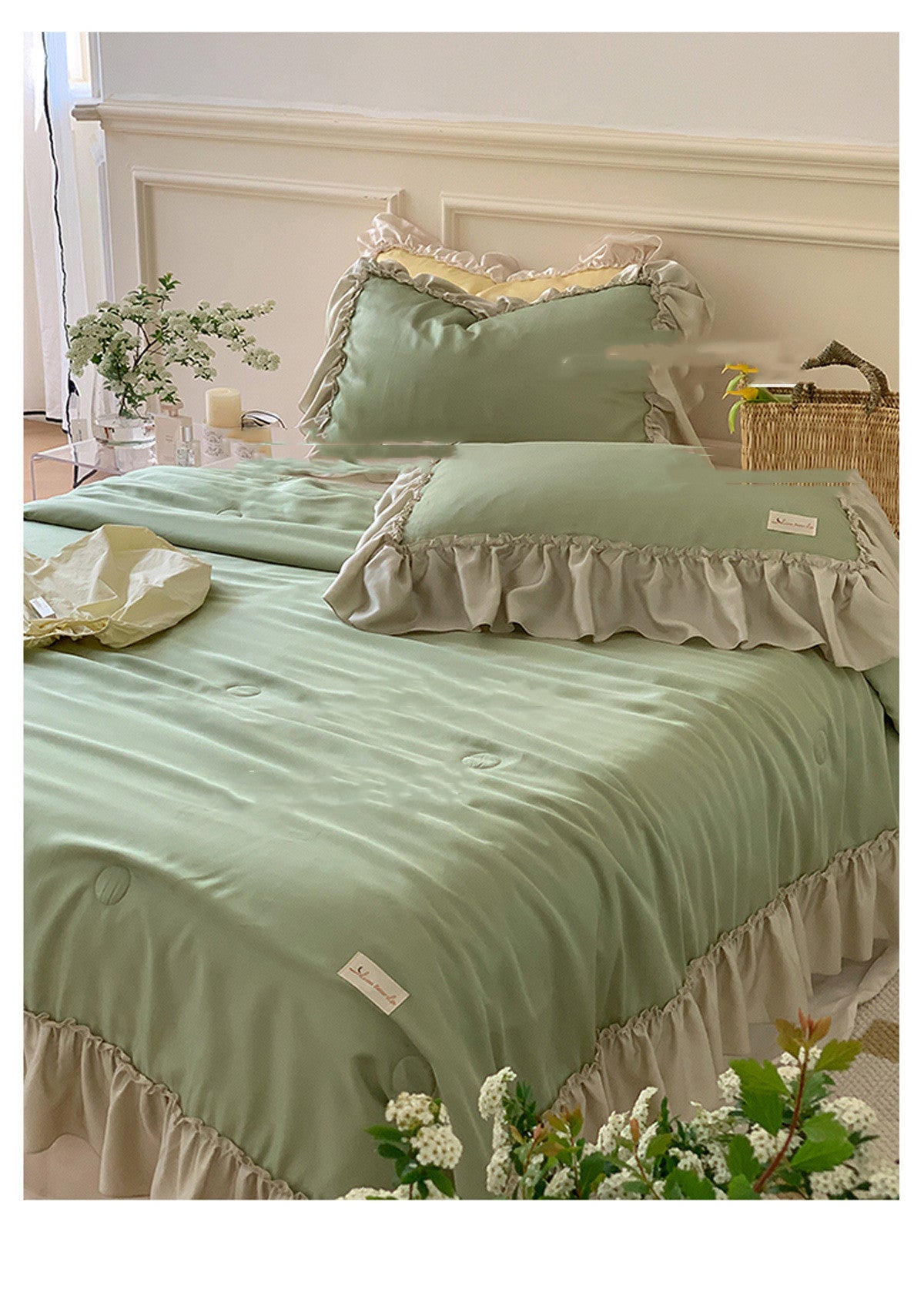 French Lotus Leaf Girl Ins Ice Silk Four-piece Set