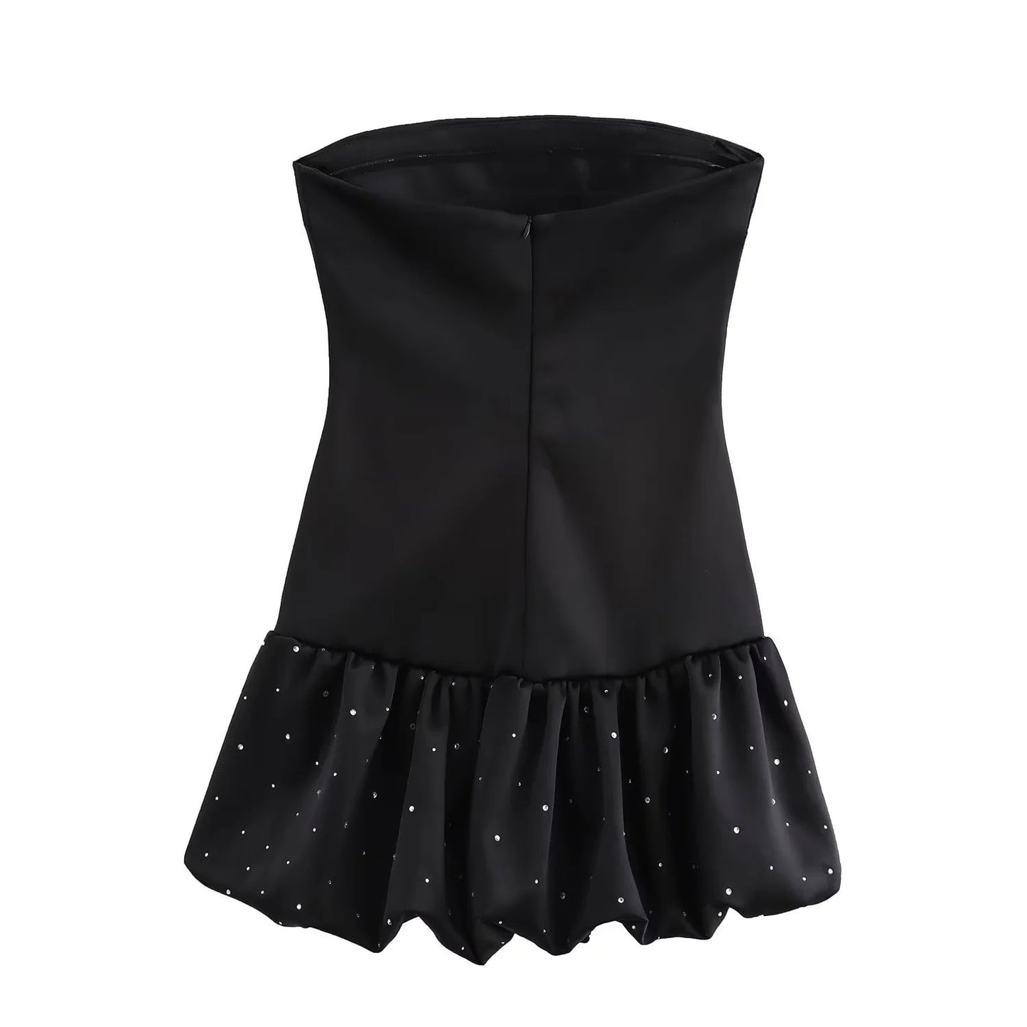 Women's Fashion Rhinestone Silk Satin Dress