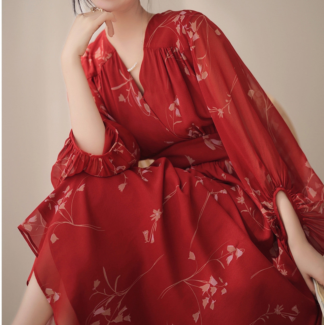 French Silk Loose Maxi Chiffon Dress