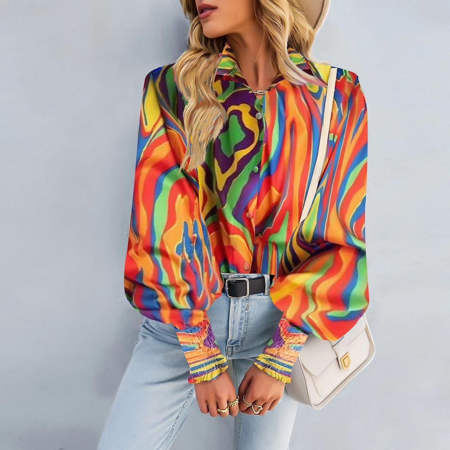 Lunaria Print Lantern Blouse