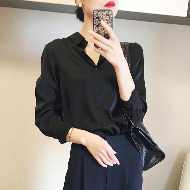 Satin Real Silk Shirt Elegant High-end
