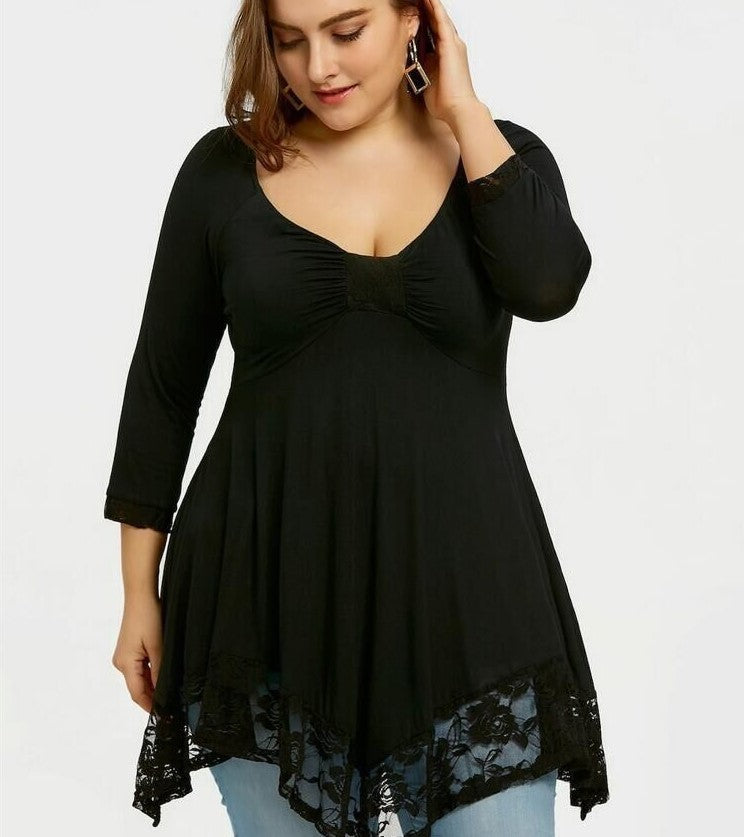 Loose Milk Silk Women's Lace Stitching Dress
