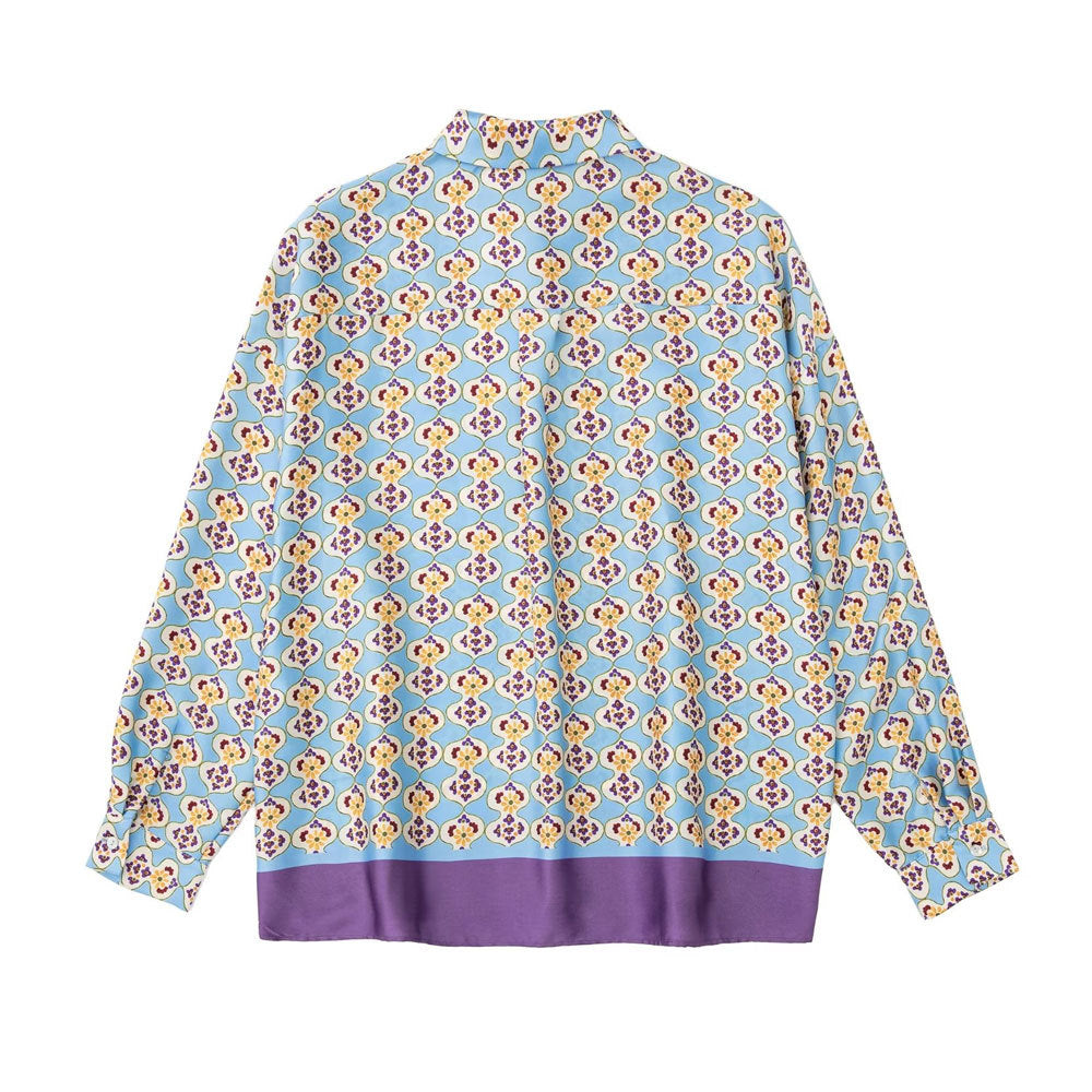 Geometric-print Silk-satin Shirt Set