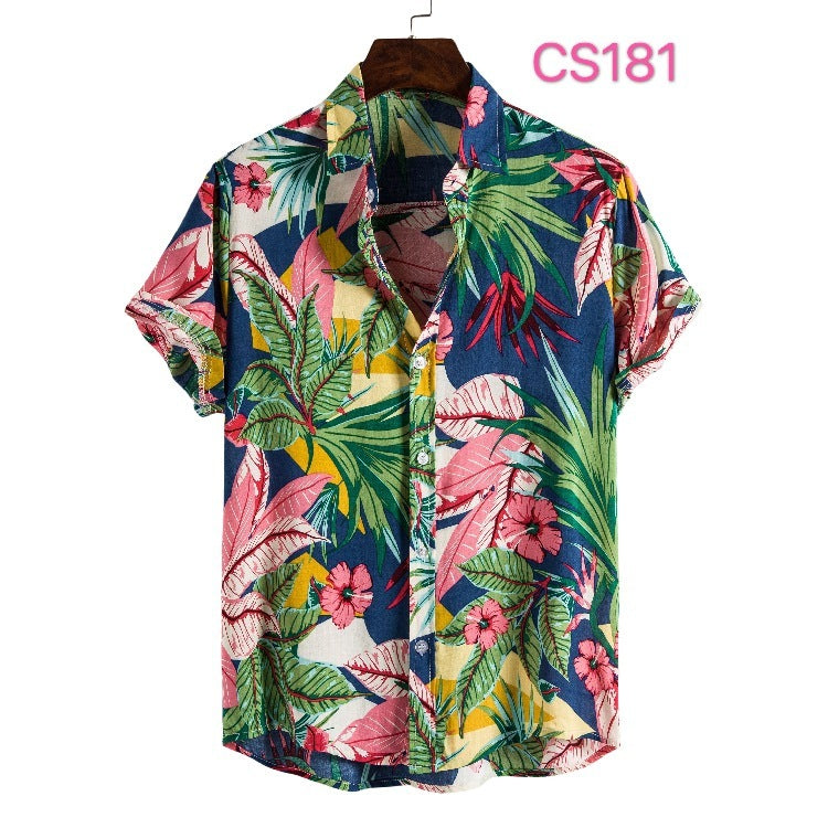 Style Silk Cotton Short-sleeved Lapel Shirt