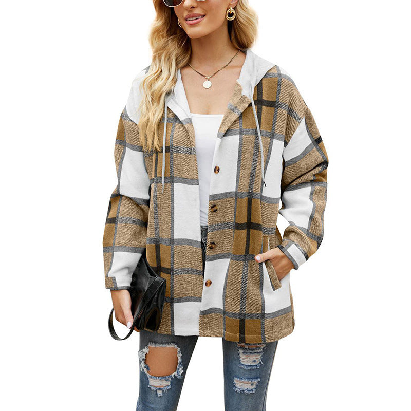 PlaidEase Hooded Coat Shirt