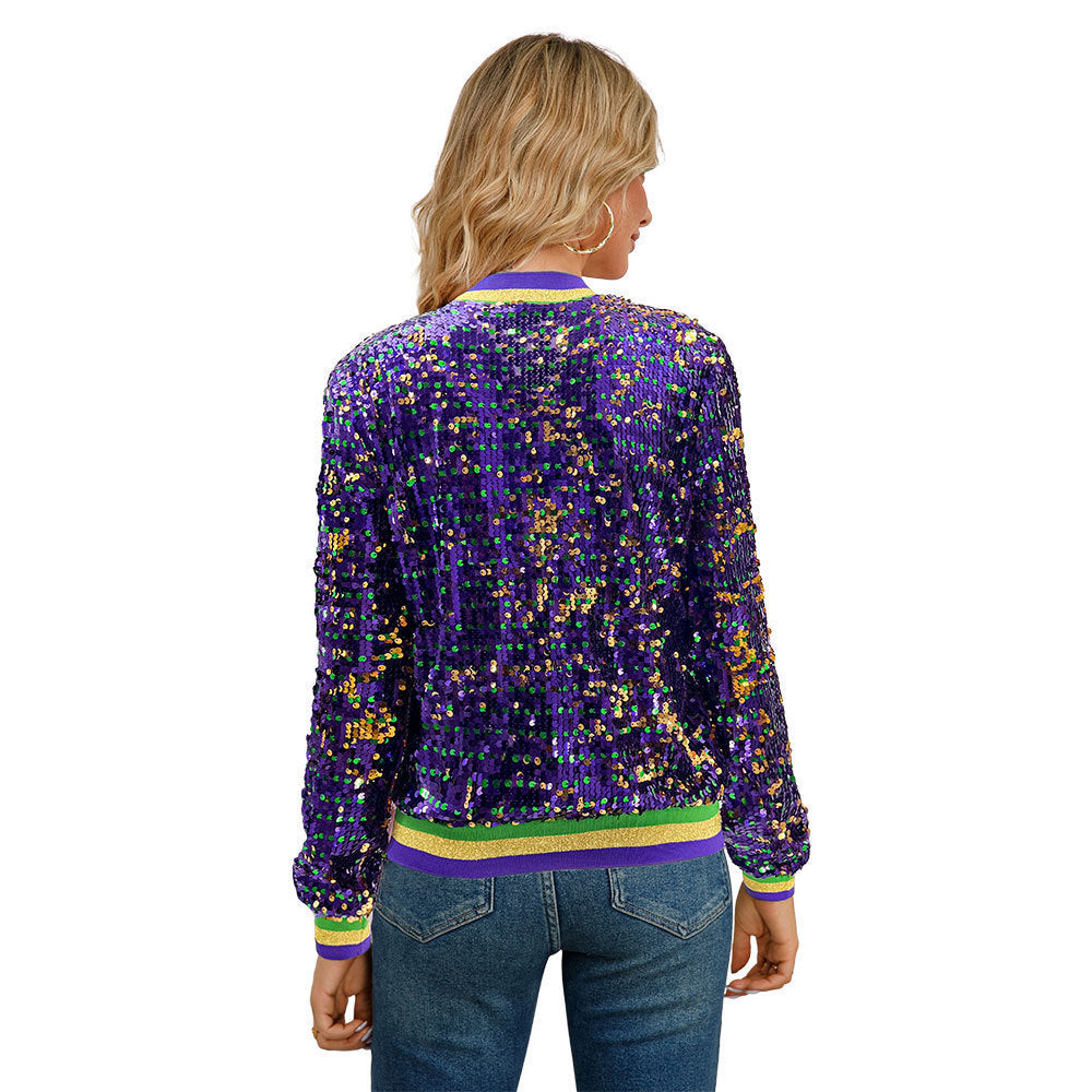 GlamLeague Sequin Baseball Jacket