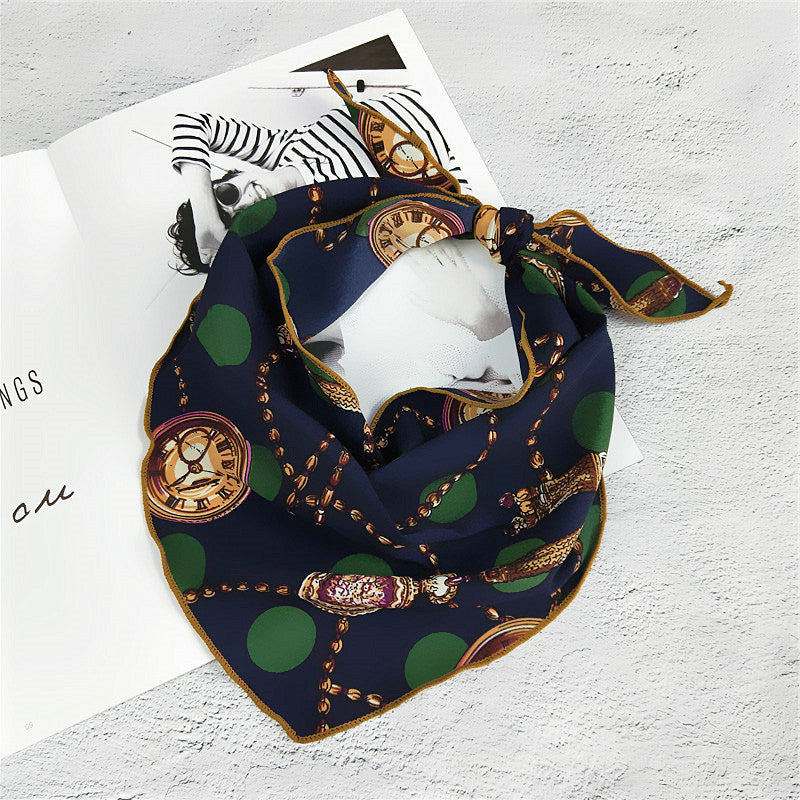 Decorative Printed Triangle Small Silk Scarf