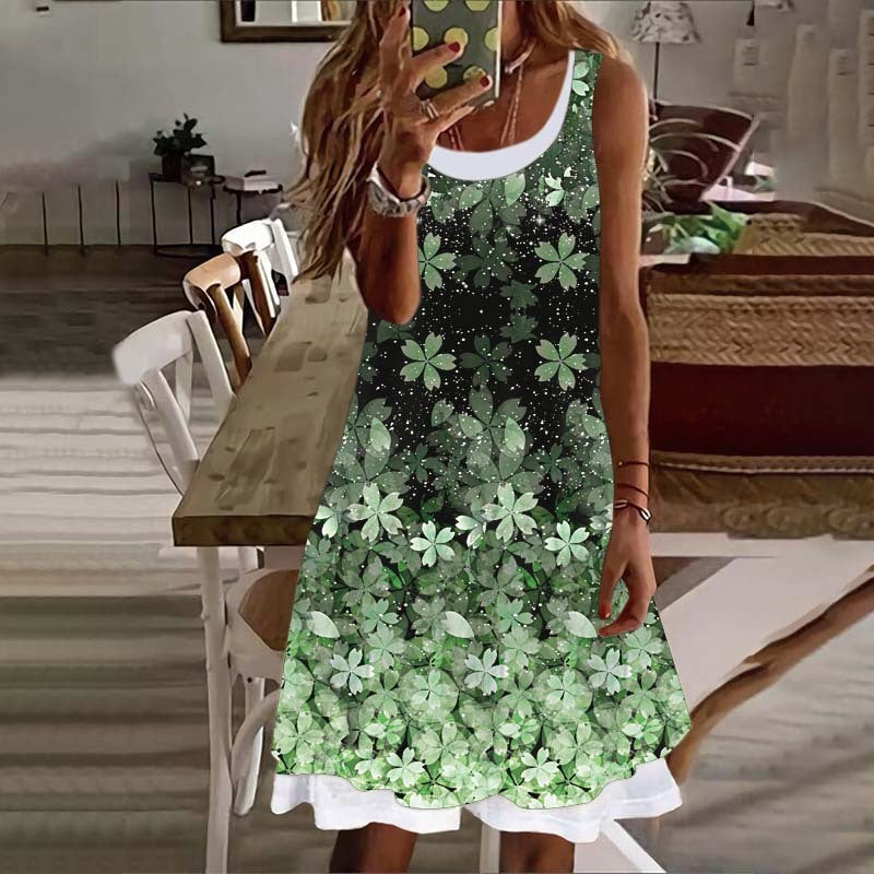 Women's Sleeveless Milk Silk Floral Dress