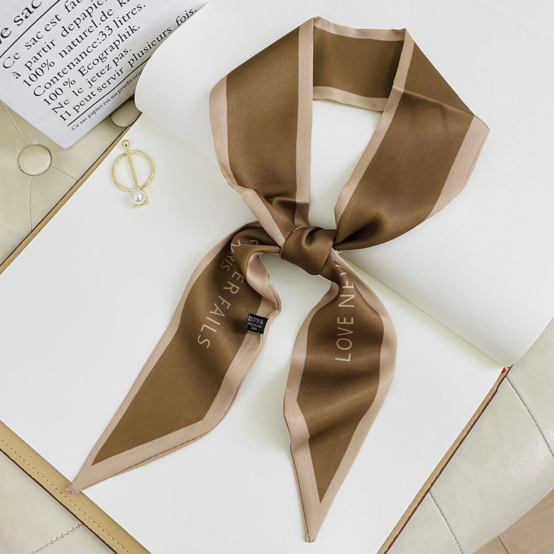 Double-sided Small Streamer Women Long Silk Scarf