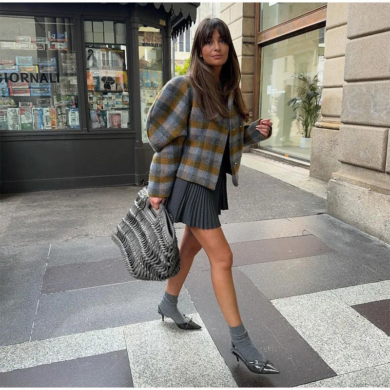 RetroGrid Contrast Check Coat