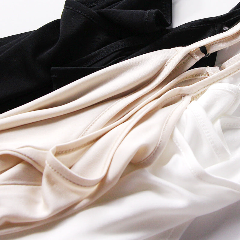 Summer Silk Slip Dress Black