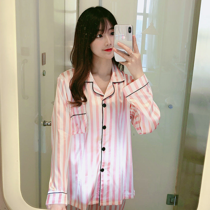 Pajamas Women's Long-sleeved Printing Imitation Silk Home Service Suit