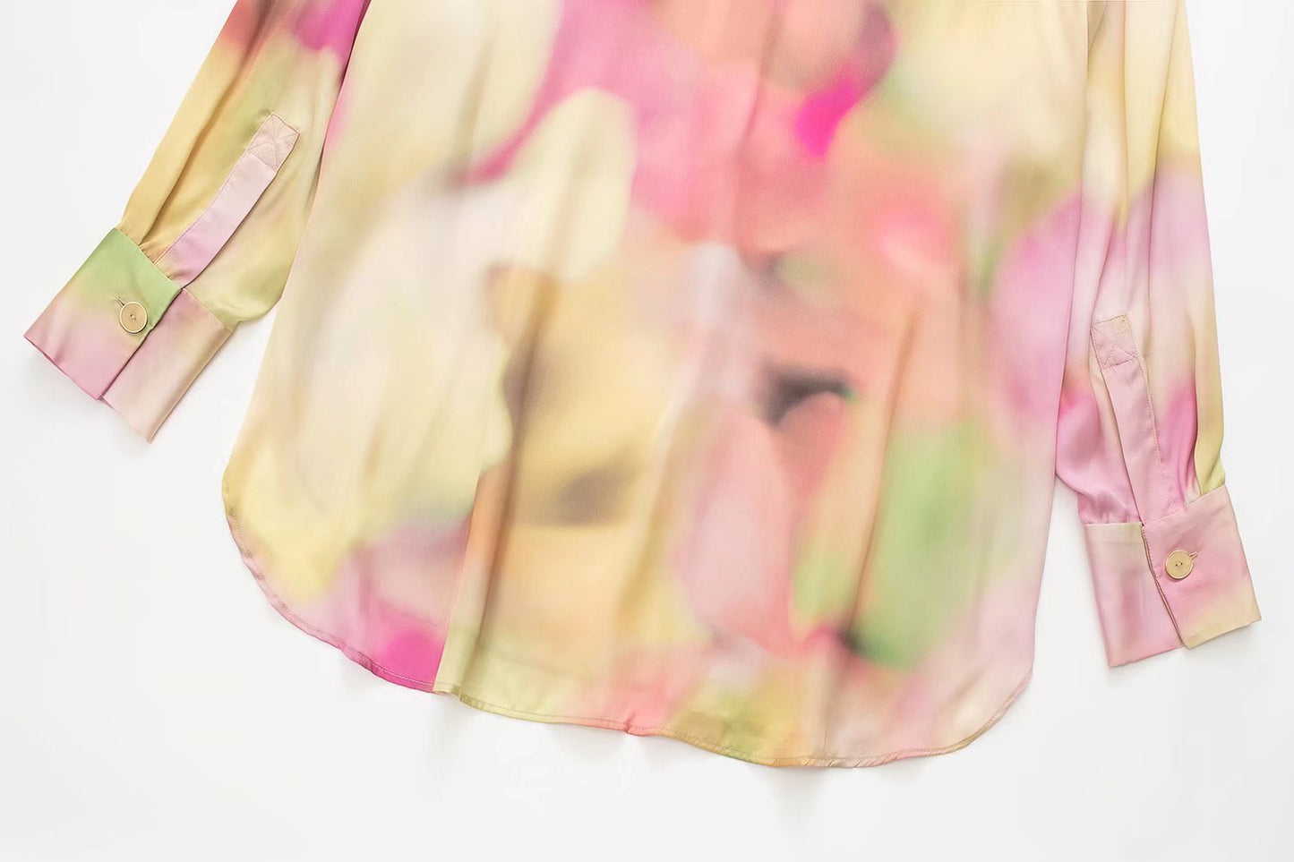 Women's Fashion Tie Dye Silk Satin Textured Shirt