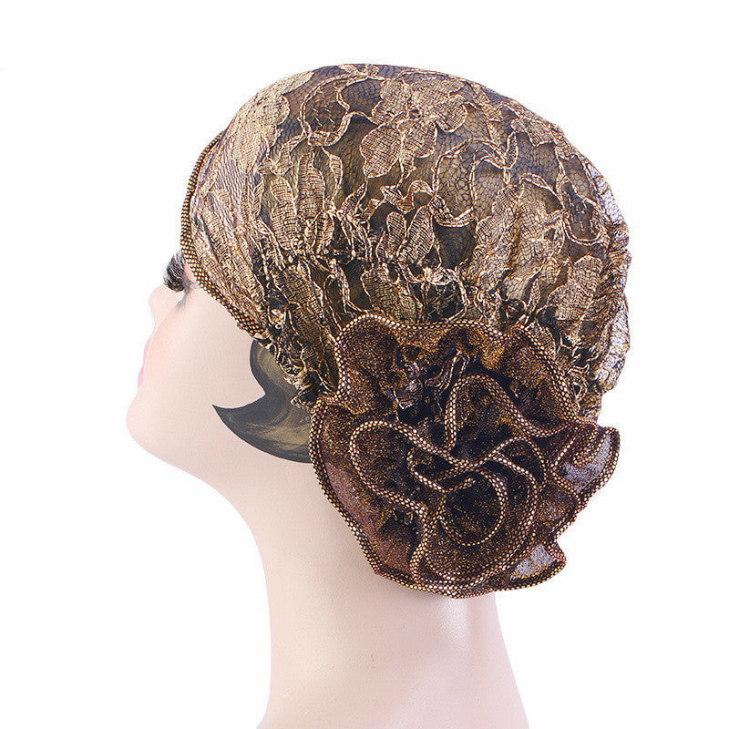 Breathable Bright Silk Lace Big Flower Tam-o'-shanter