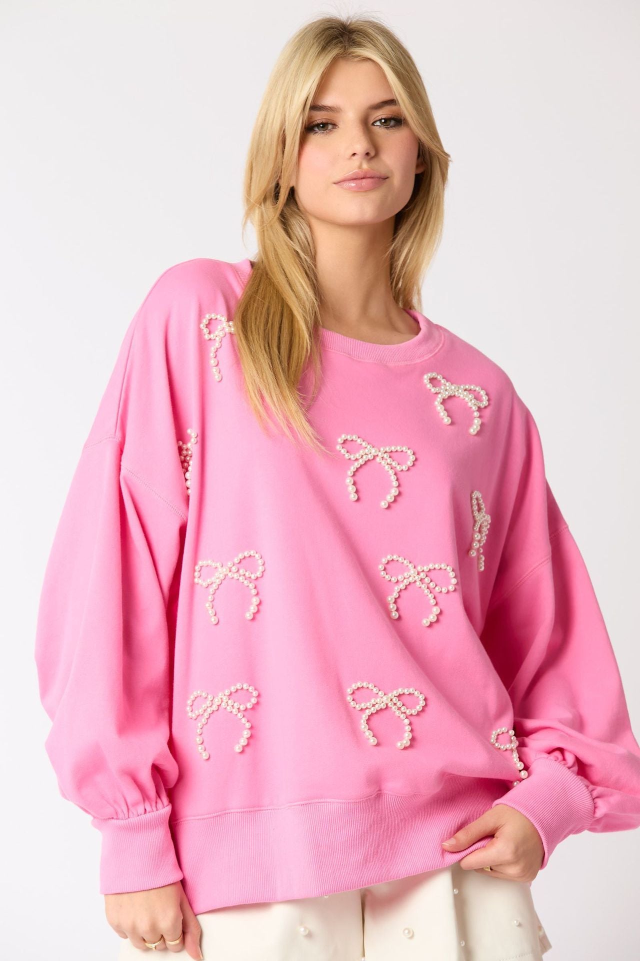 EleganceBow Pearl Sweatshirt