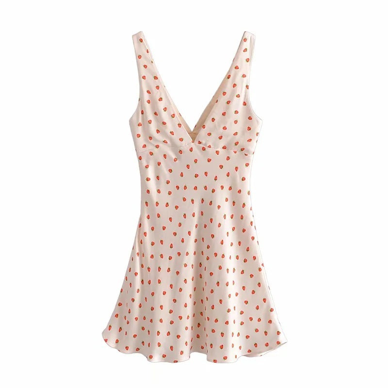 Silk Satin Texture Print Dress