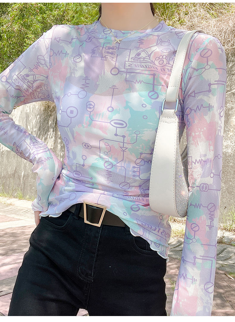 Summer Ice Silk Sunscreen Mesh Bottoming Shirt