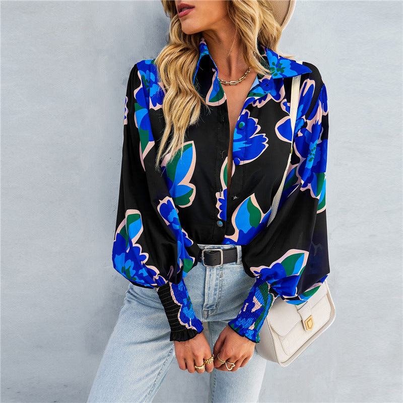 Lunaria Print Lantern Blouse