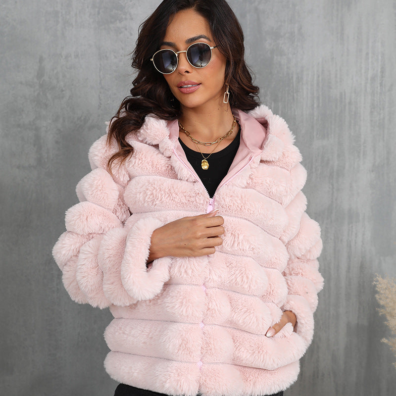 FauxFur Stride Hooded Jacket