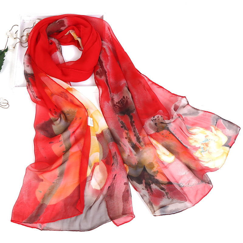 Summer Sunscreen Simulation Silk Beach Towel All-match Scarf