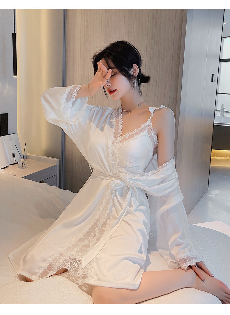 Two-piece Nightgown With Ice Silk Sling Skirt