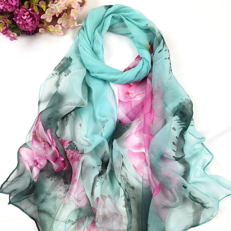 Summer Women's Sunscreen Long Silk Scarf