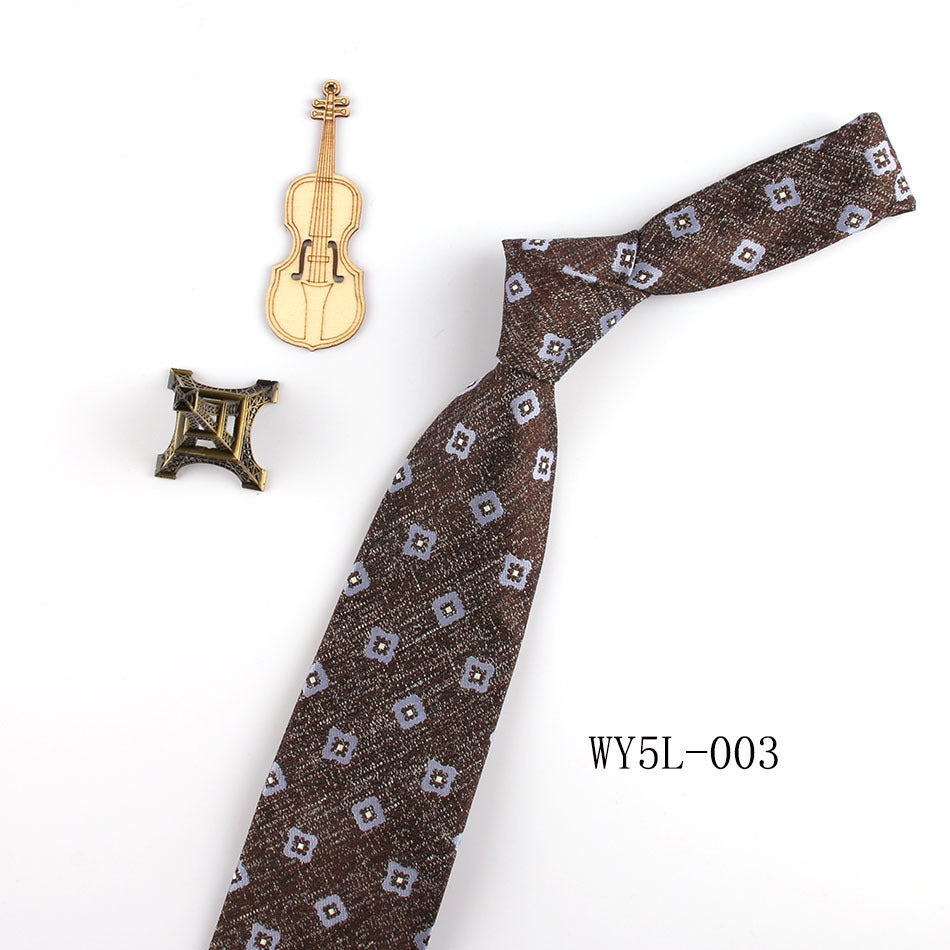 Business Clothing Tie Factory Wholesale Men's Trendy Striped Jacquard Polyester Silk Tie Work Workplace Amazon