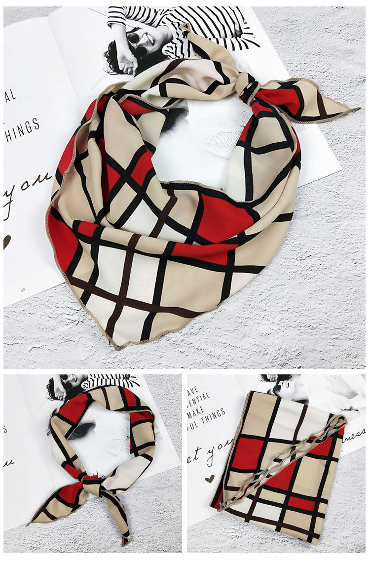 Decorative Printed Triangle Small Silk Scarf
