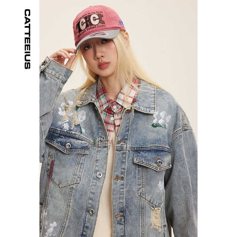 UrbanGraff Ripped Denim Jacket