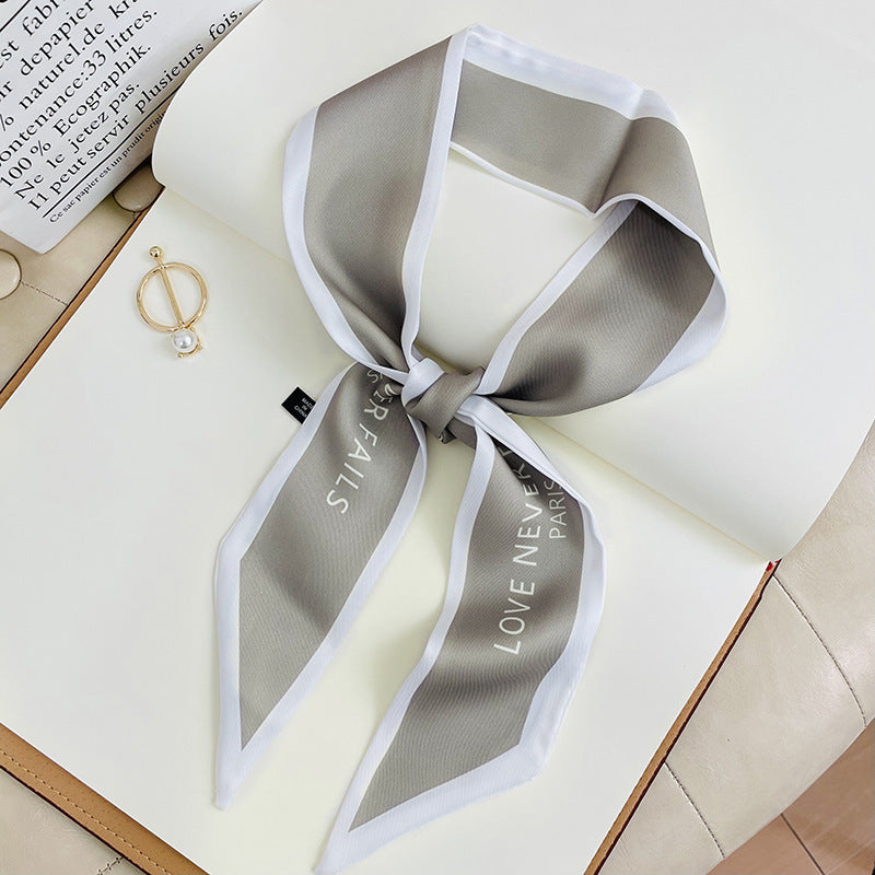 Double-sided Small Streamer Women Long Silk Scarf