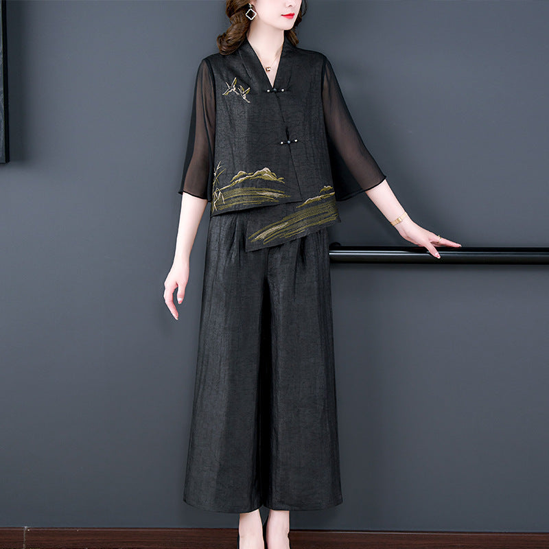 EmberMuse Embroidered Flow Set