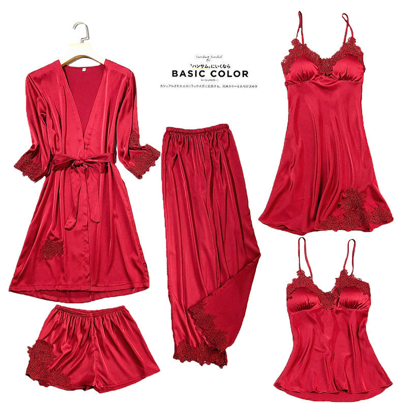 Women's Imitated Silk Pajamas Suit