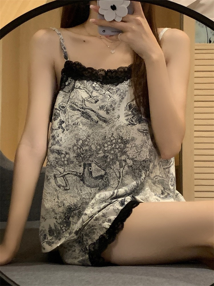 Women's Summer Ice Silk Vest Shorts Pajamas Suit