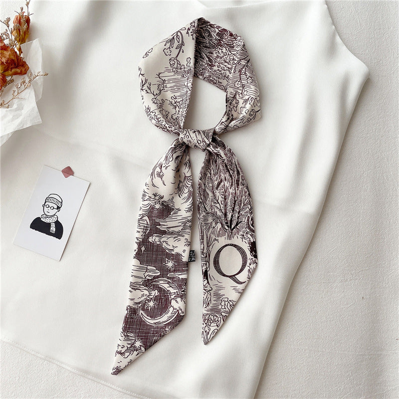 Women's Fashion Creative Letters Silk Scarf