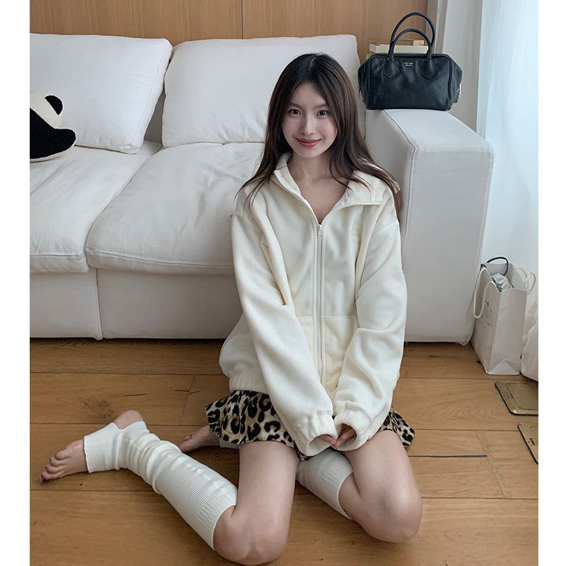 EmbroiWarm Hooded Fleece Coat