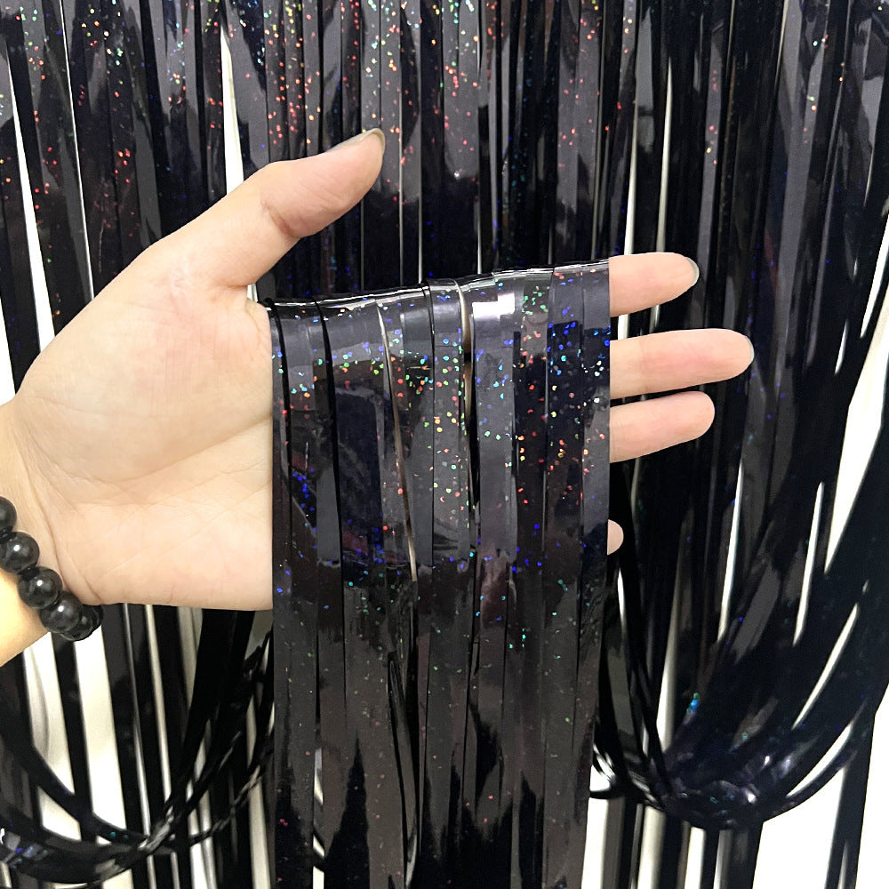 Factory Direct Supply Laser Rain Silk Curtain Birthday Party Background Wall Decoration Party Decoration Rain Silk