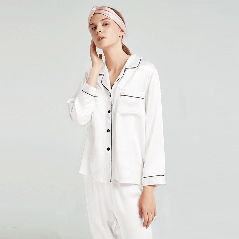 Couple's Silk Pajamas Long-sleeve Suit Silk Homewear
