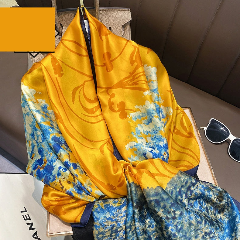 Summer Silk Women's Thin Section Fashion Lengthened Scarf Shawl